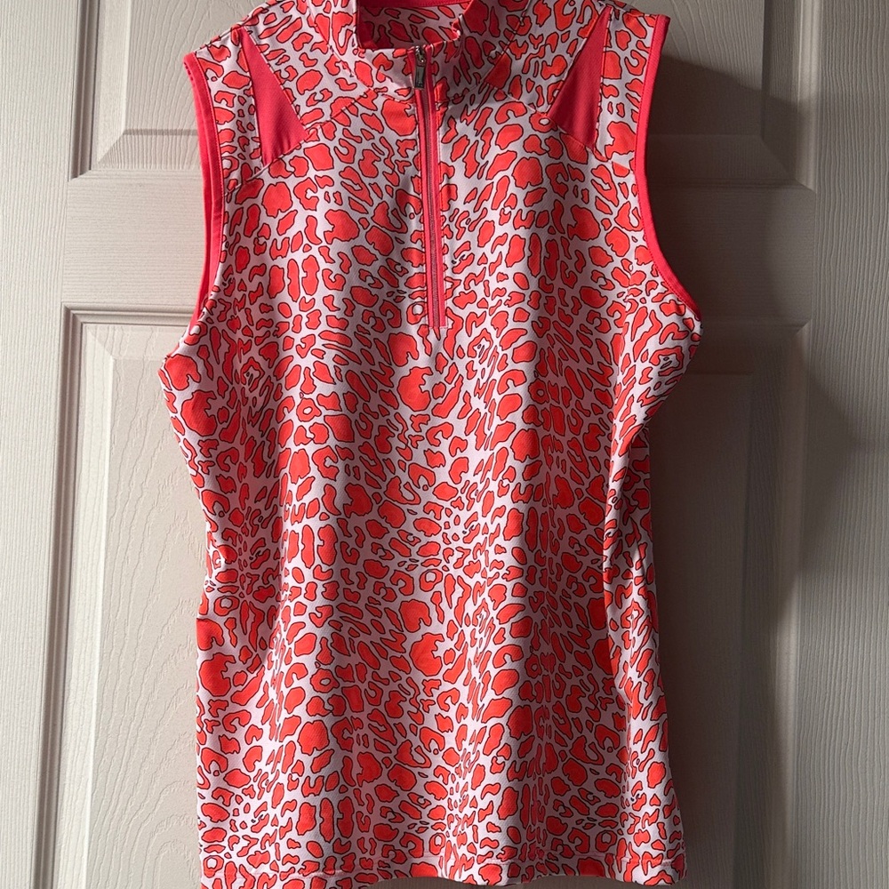 Tail Women's orange and White Leopard Print Tank Top L